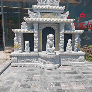 固原芝麻白中国黑石材套墓 花岗岩墓碑